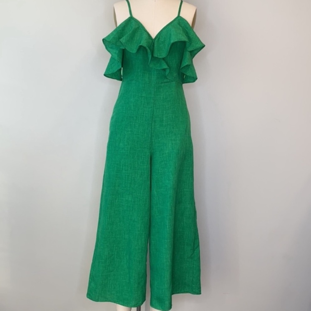Jealous Tomato Green Apple Ruffle Jumpsuit with Pockets
